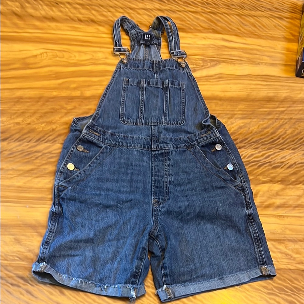 GAP Blue Denim Overalls with Cuffed Hem